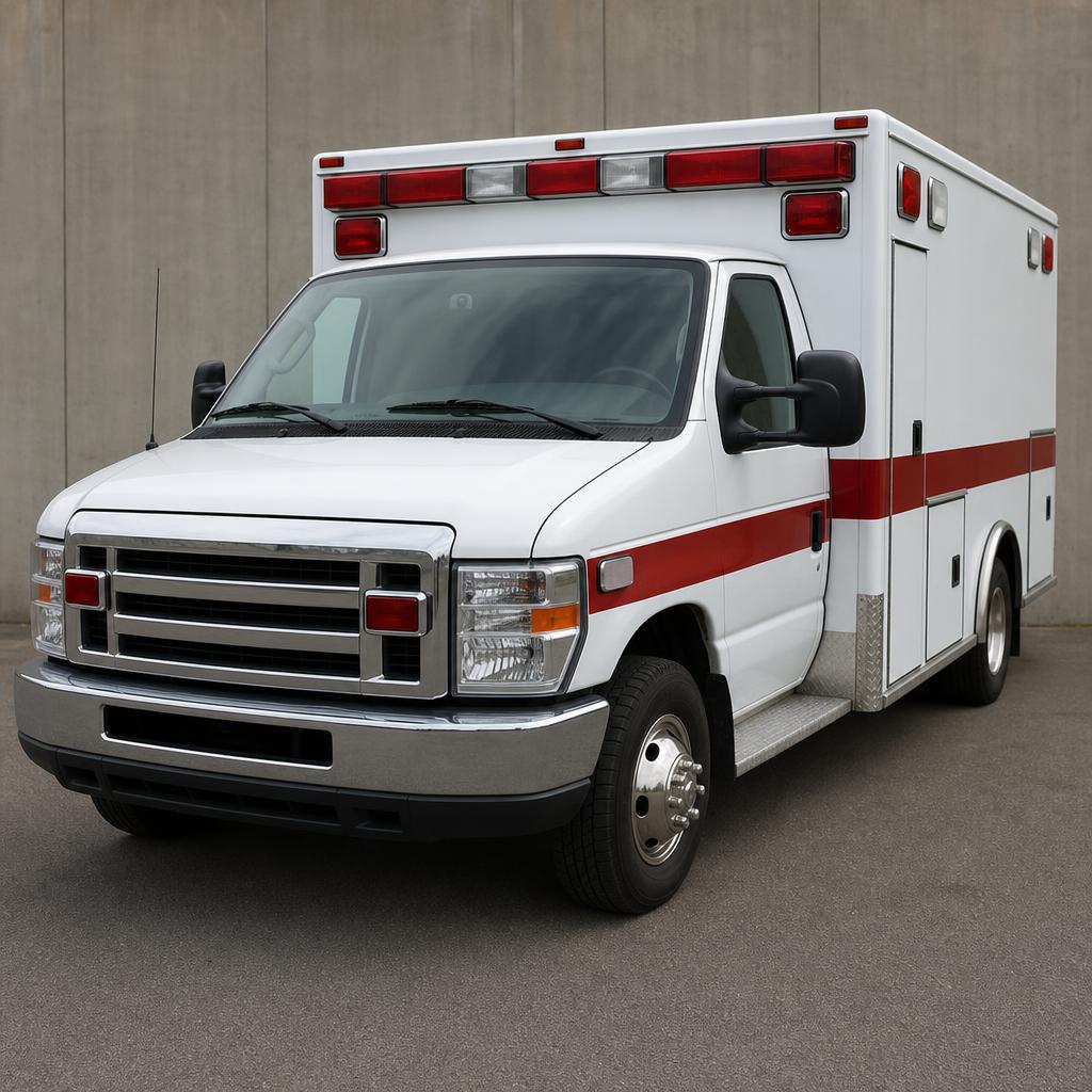 Front view of a Guardian Ambulance Service vehicle